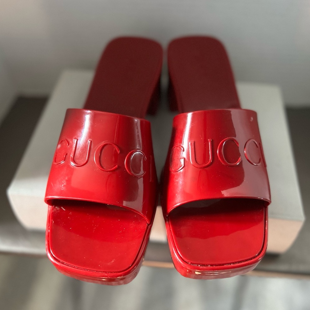Gucci Red Slide Sandals